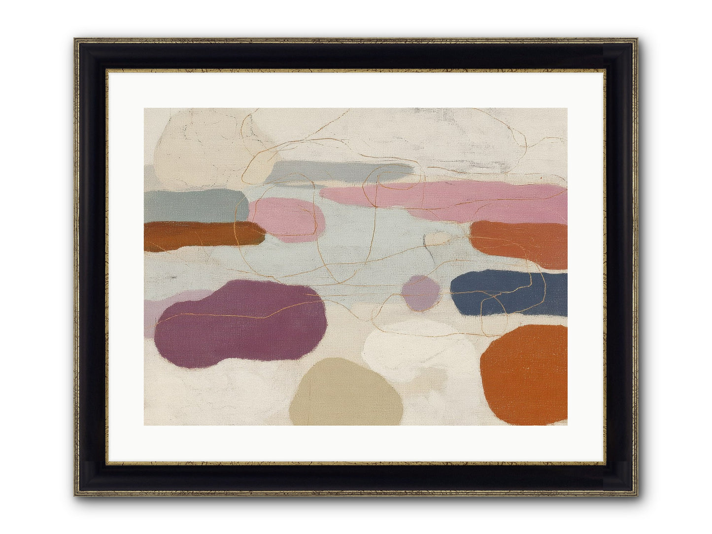 Tideline Framed Print - Black & Gold 24x18