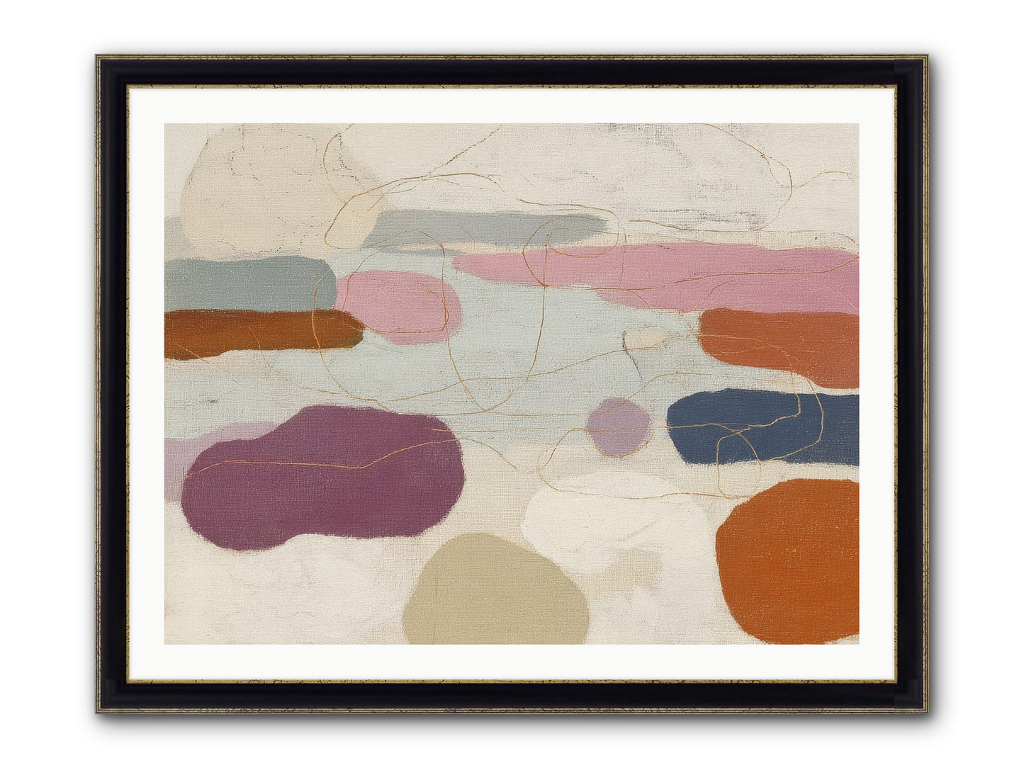 Tideline Framed Print - Black & Gold 40x30