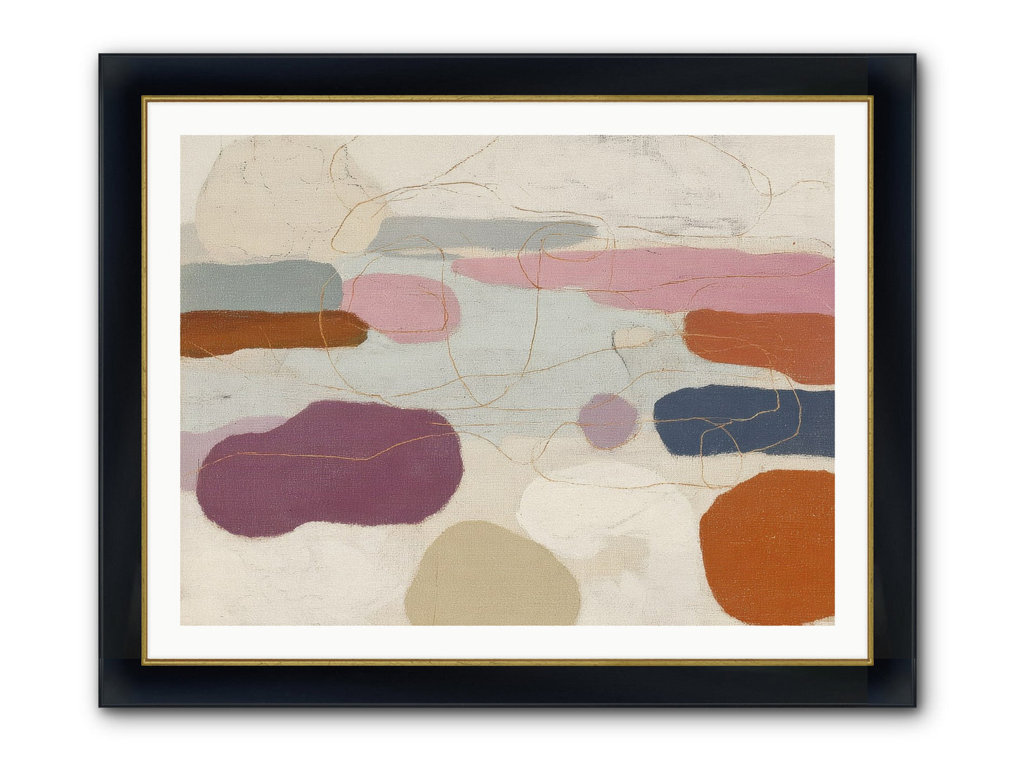 Tideline Framed Print - Wide Black w/Gold 40x30