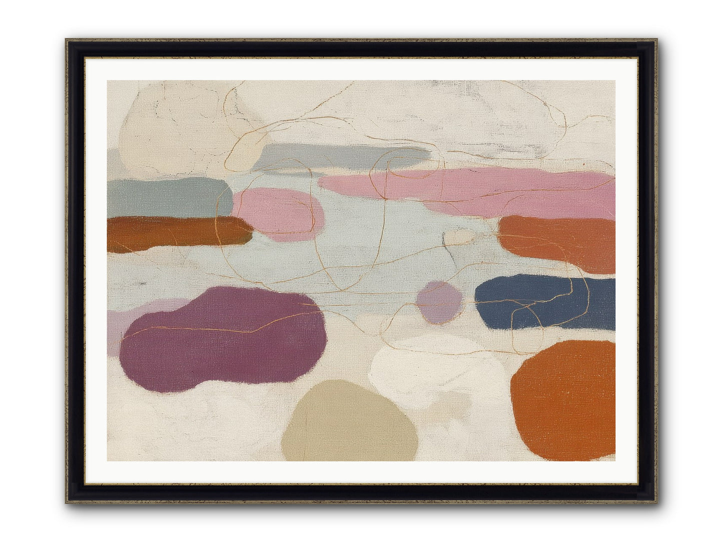 Tideline Framed Print - Black & Gold 48x36