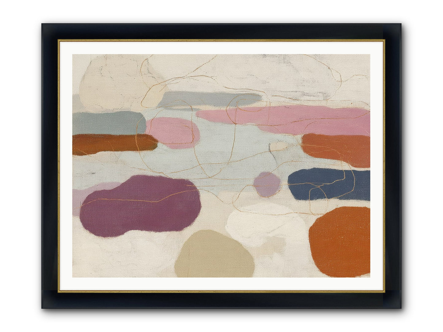 Tideline Framed Print - Wide Black w/Gold 48x36