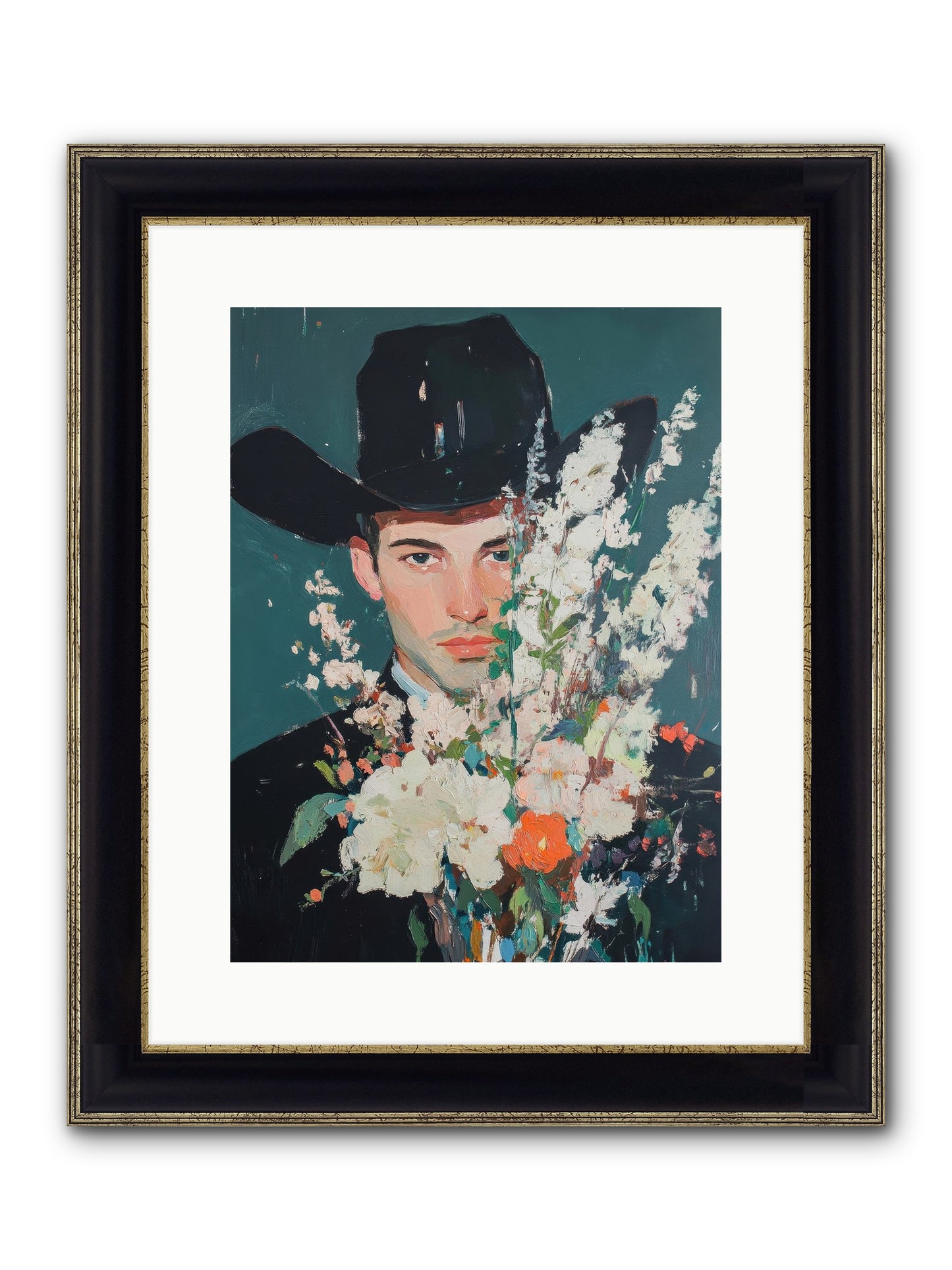 Timber Line Trance Framed Print - Black & Gold 12x16
