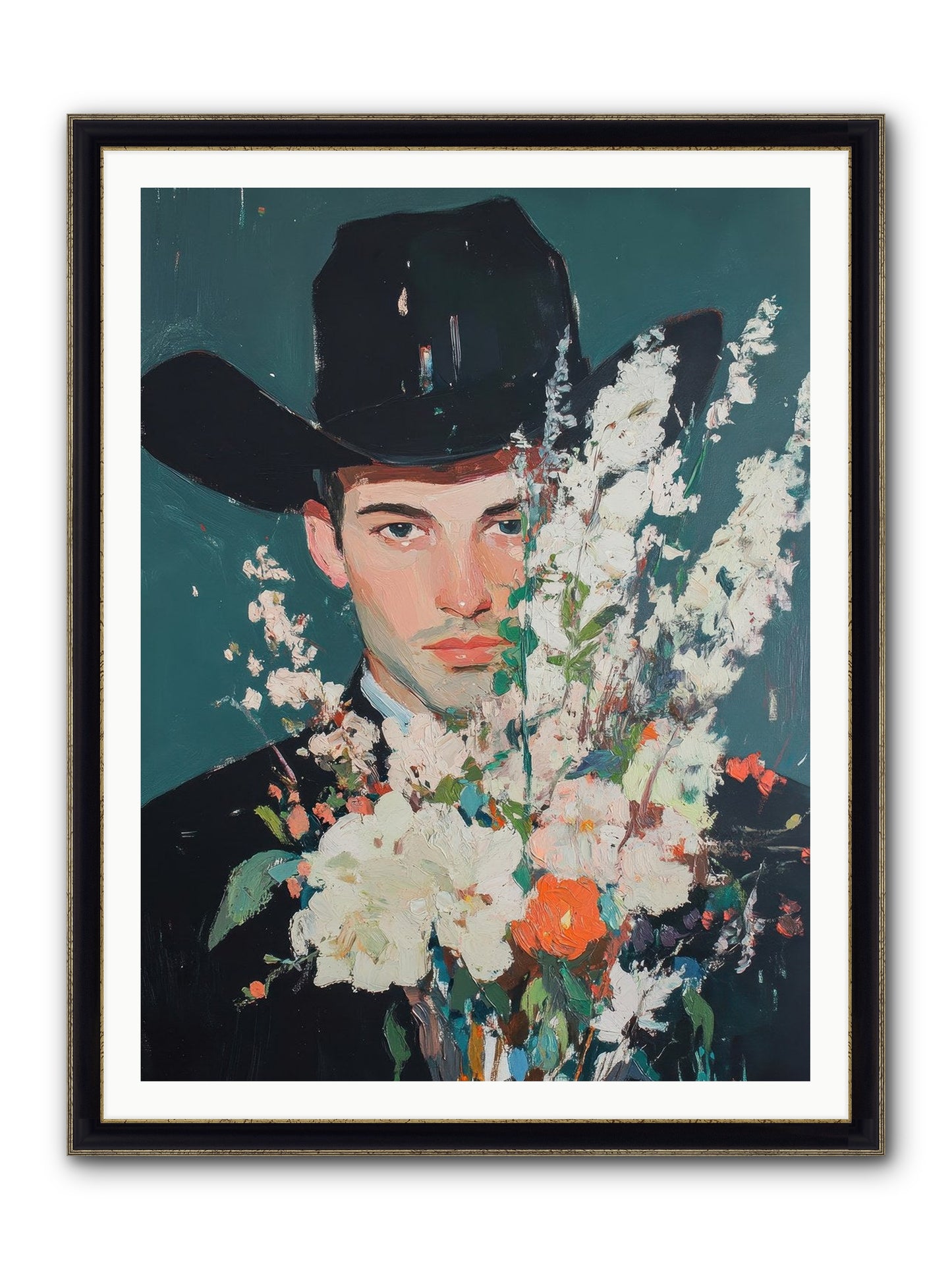 Timber Line Trance Framed Print - Black & Gold 36x48
