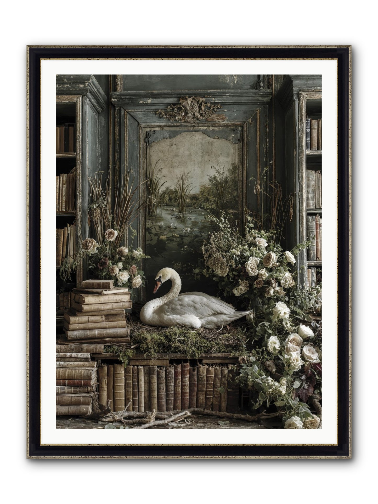 Time Borrowed Beauty Framed Print - Black & Gold 36x48