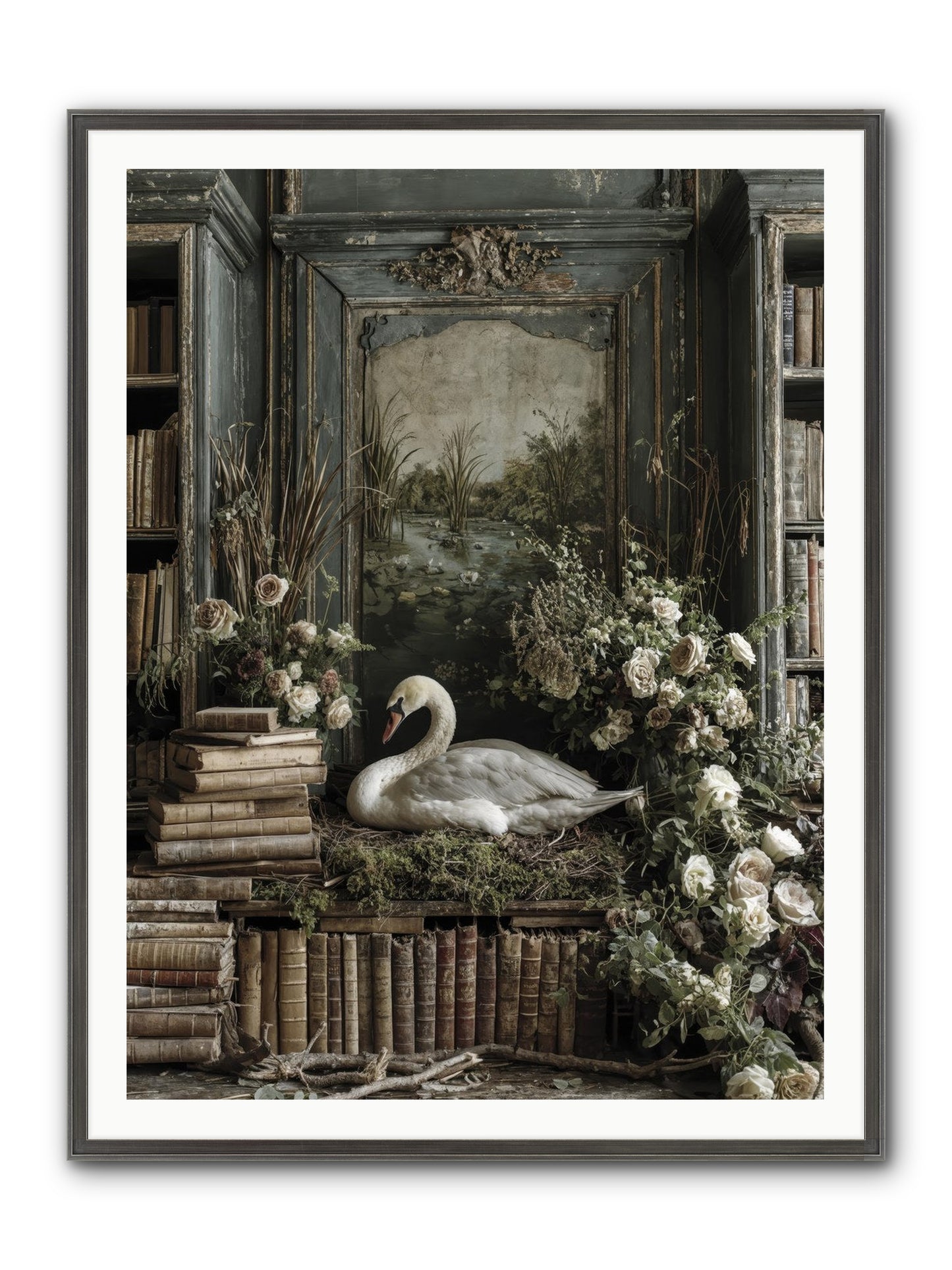 Time Borrowed Beauty Framed Print - Slimwoods Black/Silver 36x48