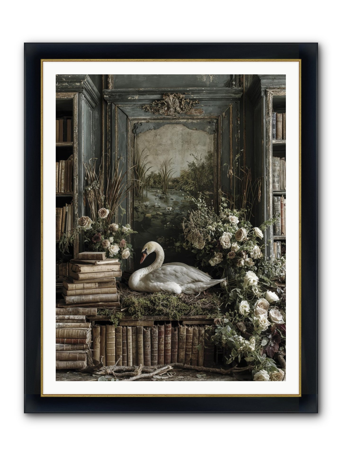 Time Borrowed Beauty Framed Print - Wide Black w/Gold 36x48