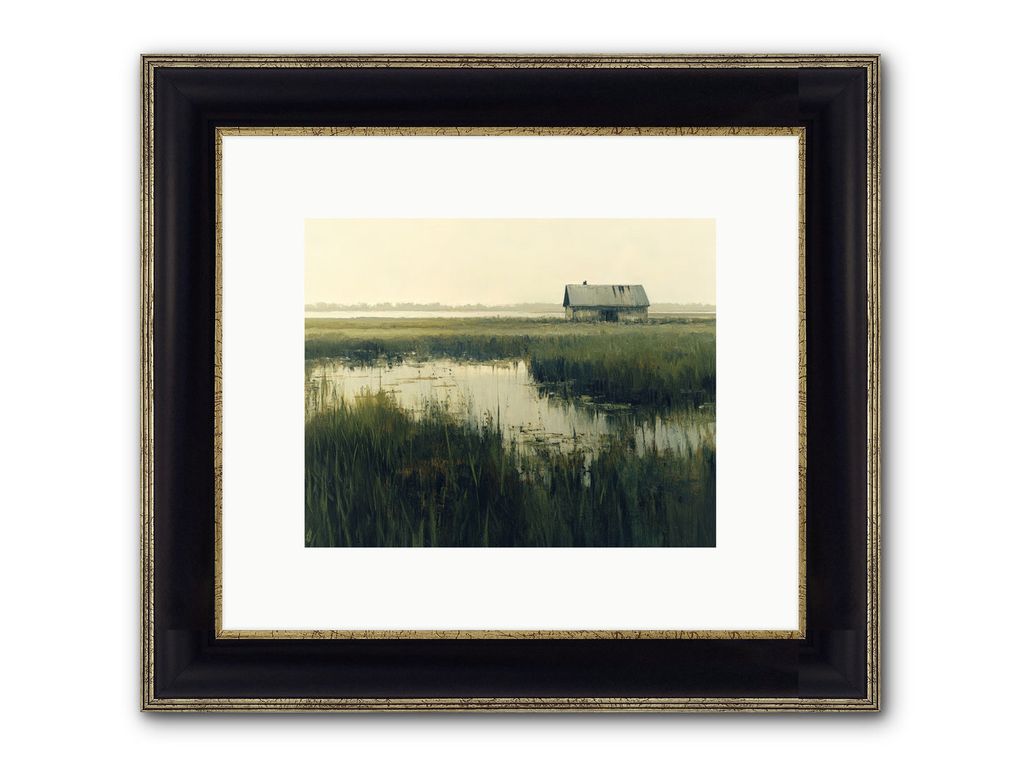 Time Meets Tide Framed Print - Black & Gold 10x8
