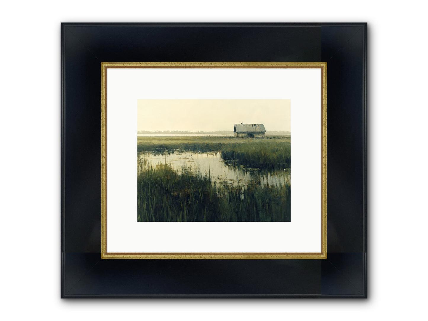 Time Meets Tide Framed Print - Wide Black w/Gold 10x8