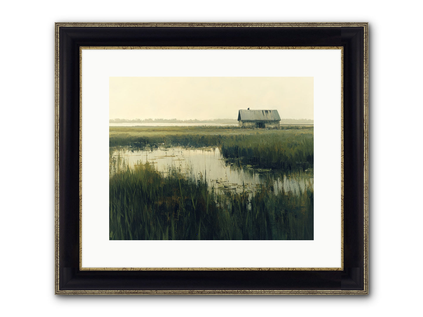 Time Meets Tide Framed Print - Black & Gold 15x12