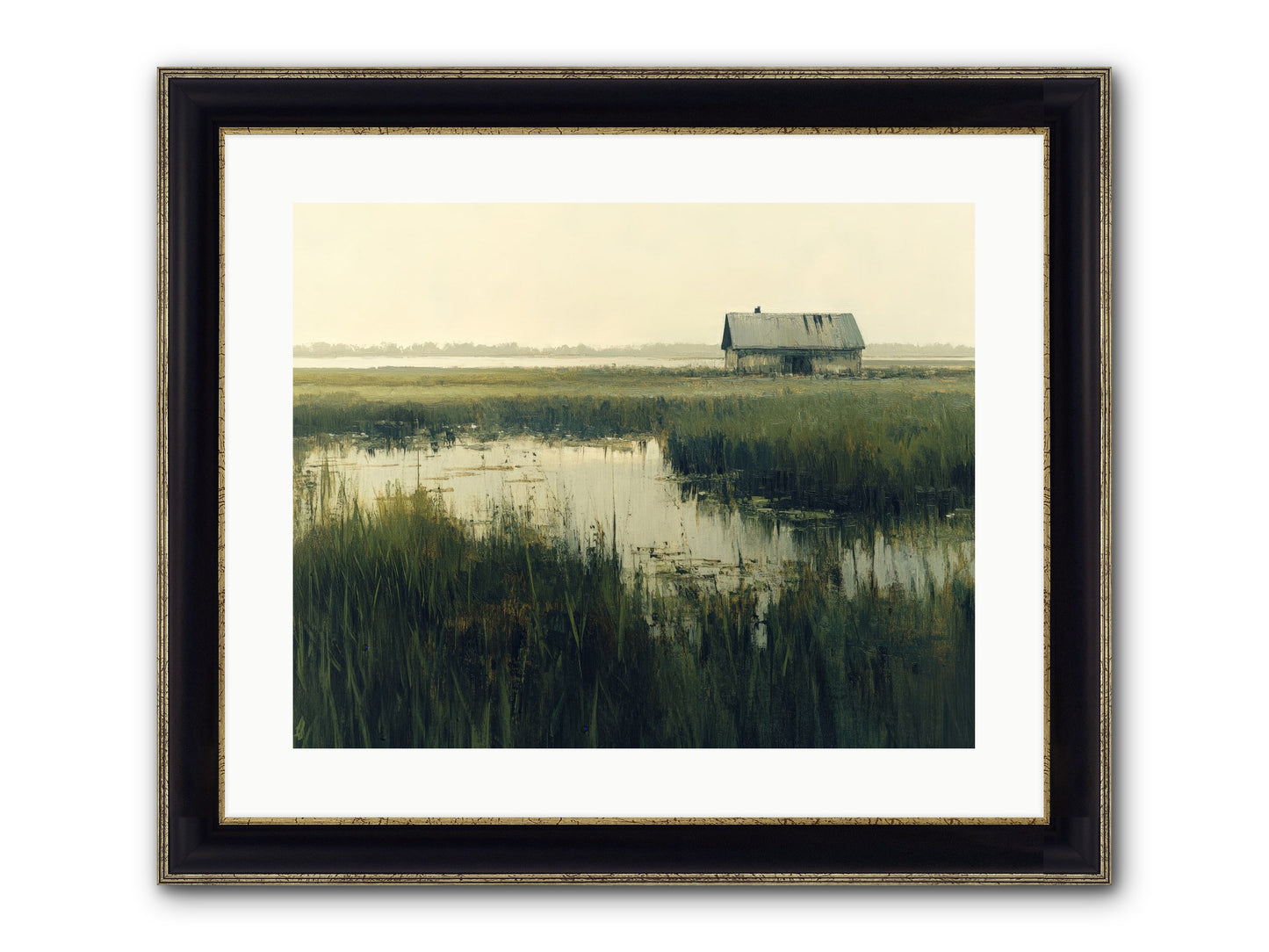 Time Meets Tide Framed Print - Black & Gold 20x16