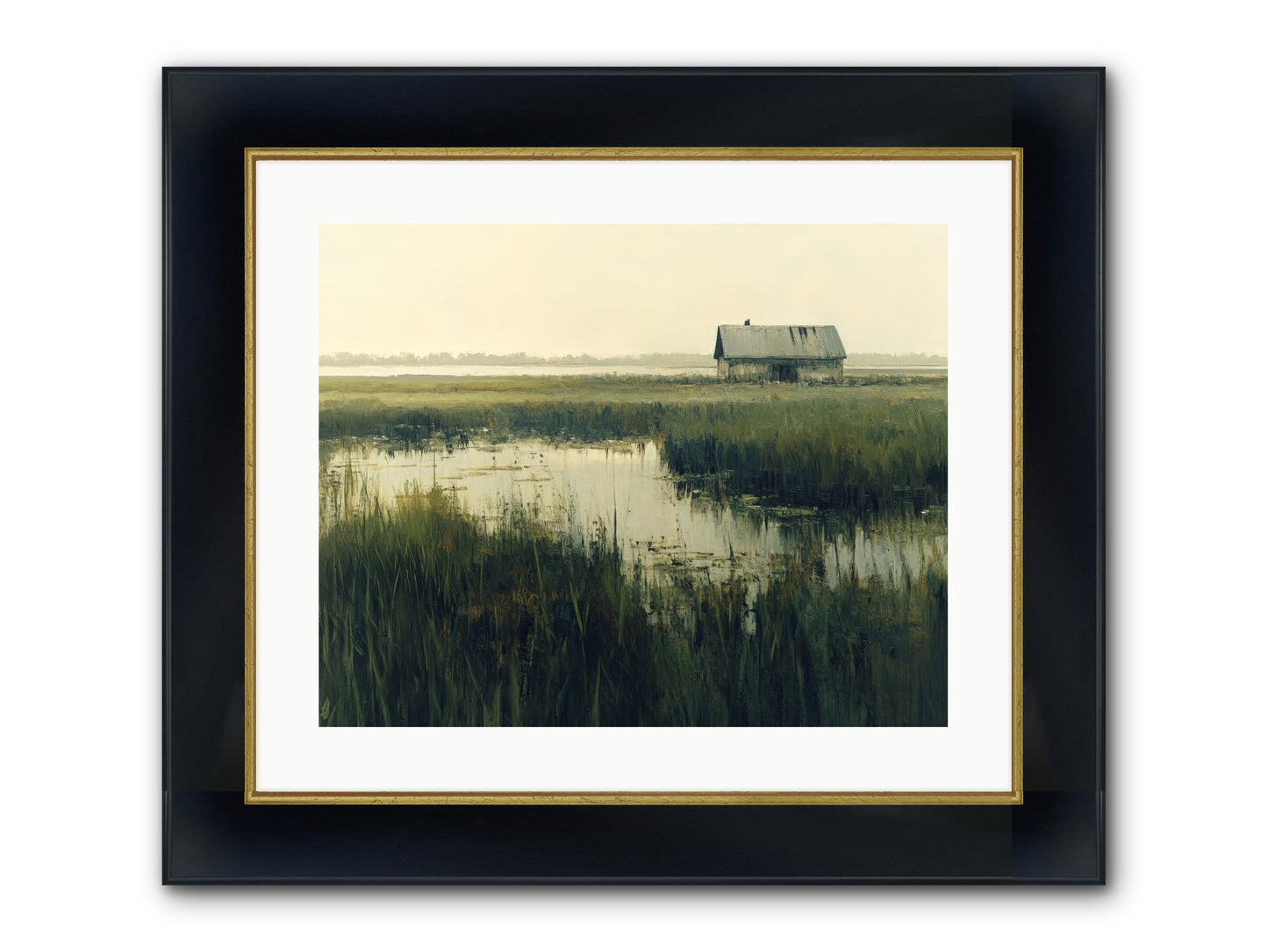 Time Meets Tide Framed Print - Wide Black w/Gold 20x16