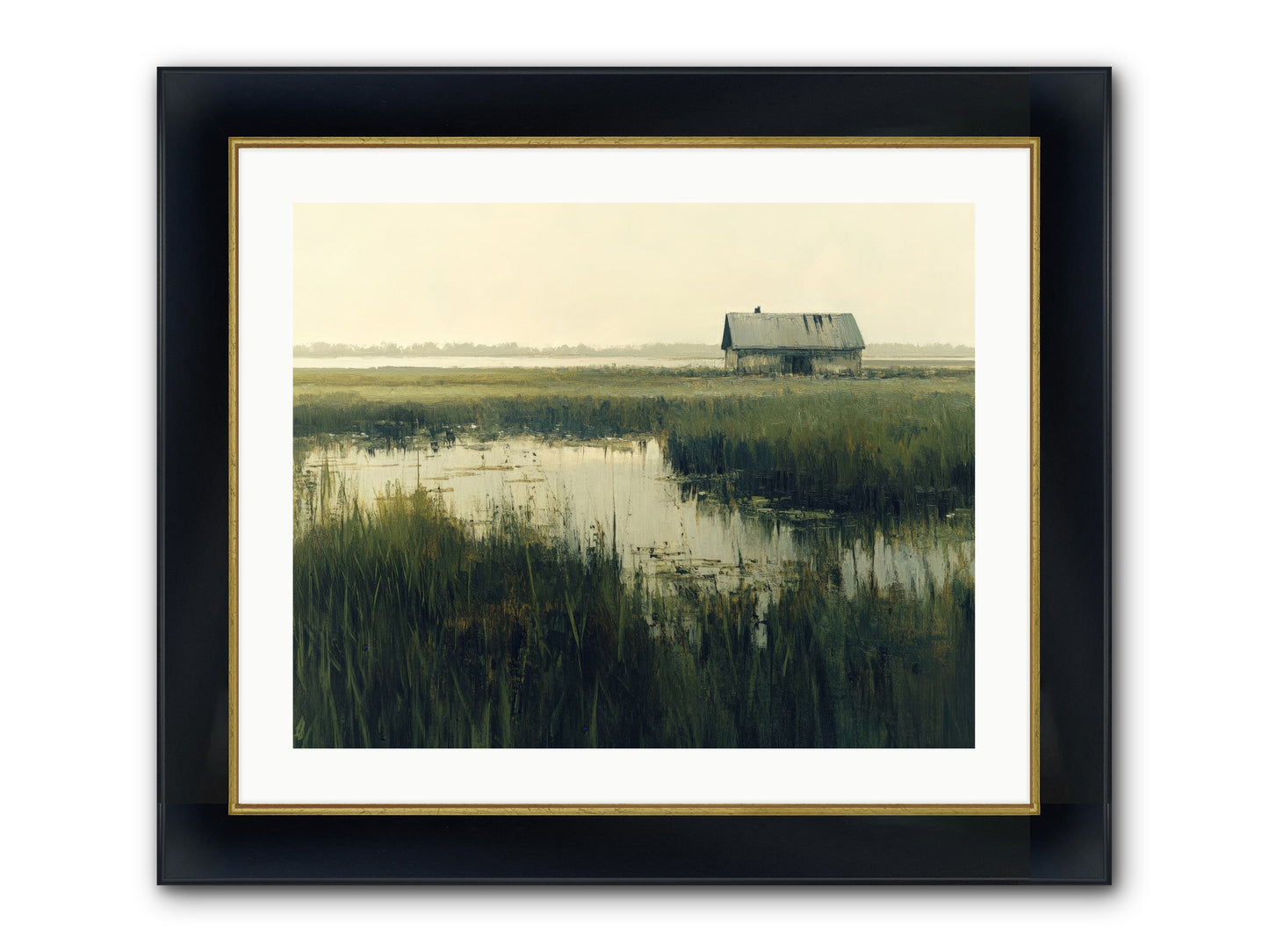 Time Meets Tide Framed Print - Wide Black w/Gold 25x20