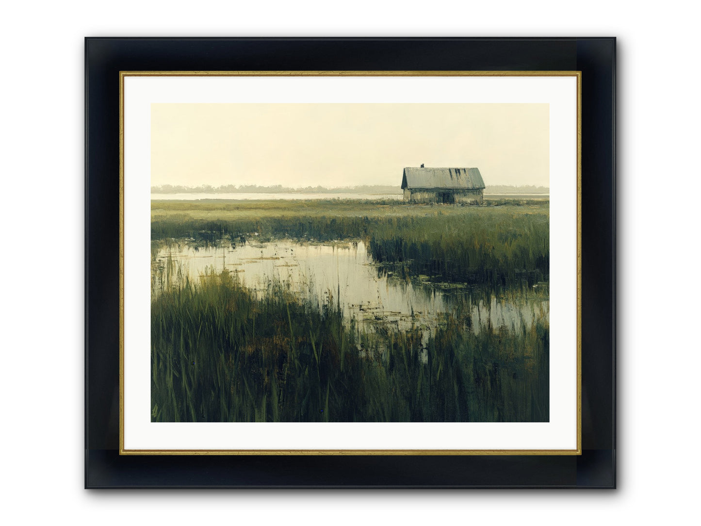 Time Meets Tide Framed Print - Wide Black w/Gold 30x24