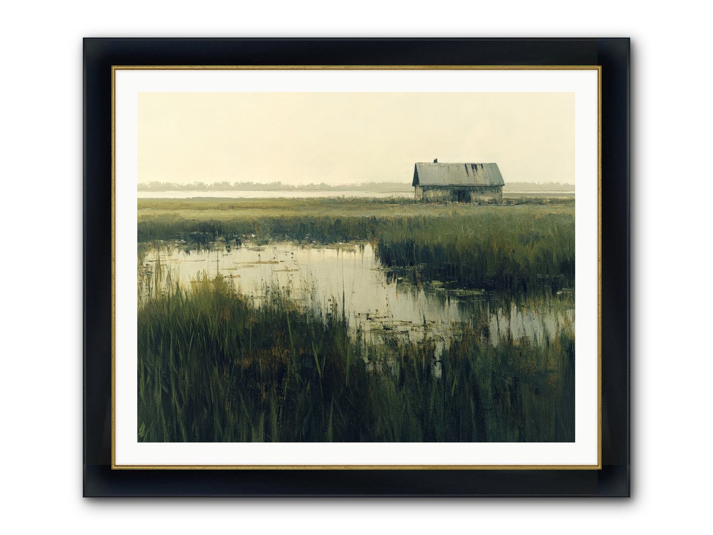 Time Meets Tide Framed Print - Wide Black w/Gold 40x32