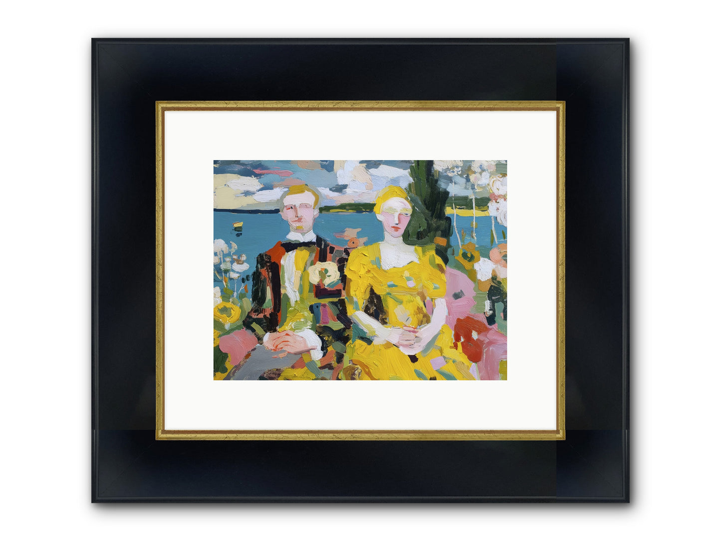 Timeless Together Framed Print - Wide Black w/Gold 12x9