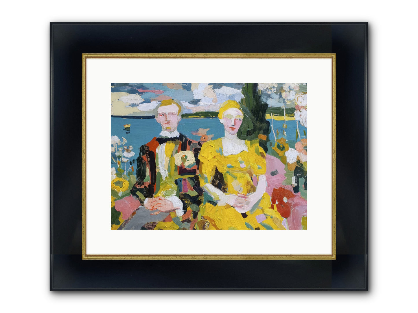 Timeless Together Framed Print - Wide Black w/Gold 16x12