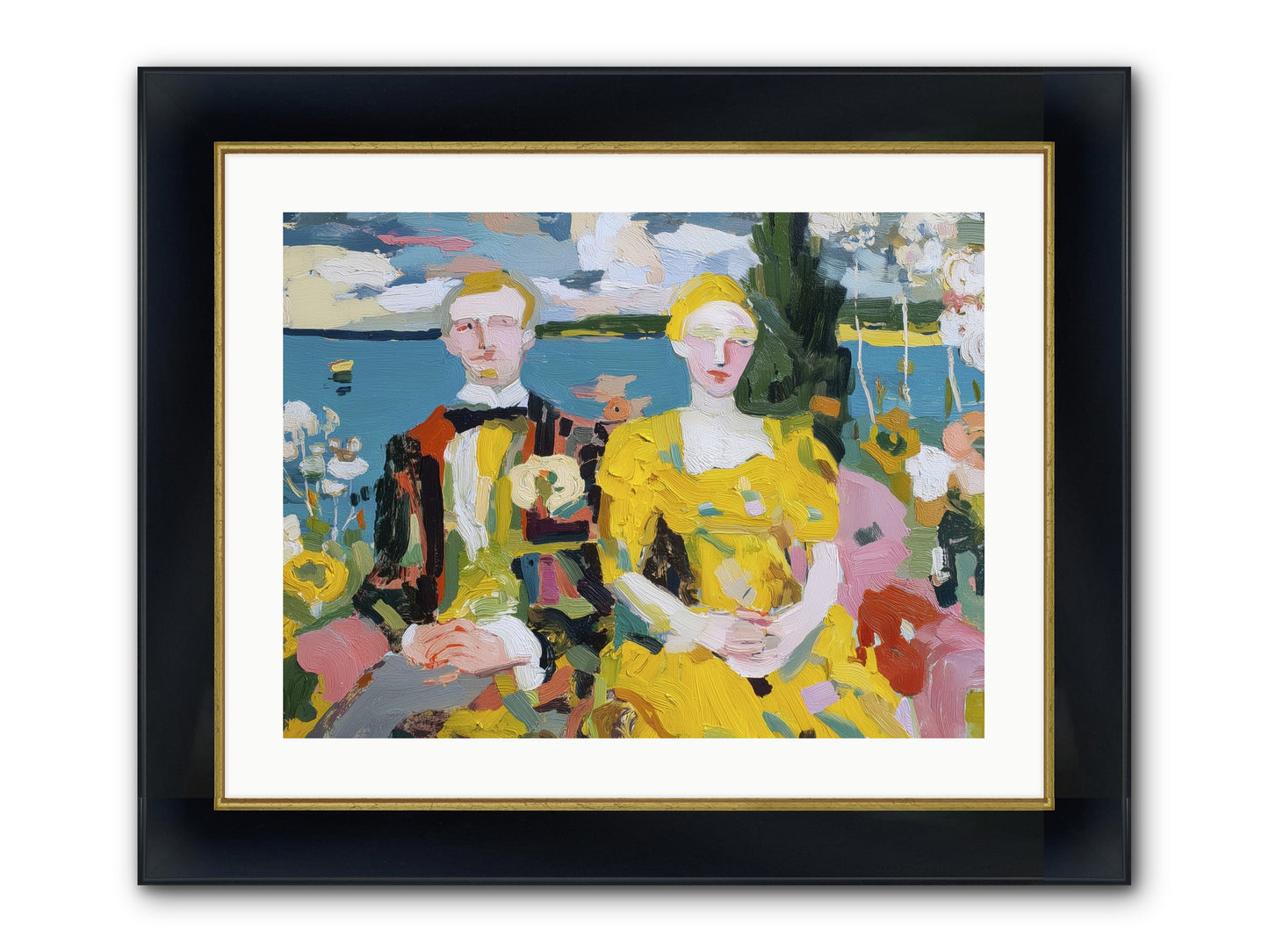 Timeless Together Framed Print - Wide Black w/Gold 24x18