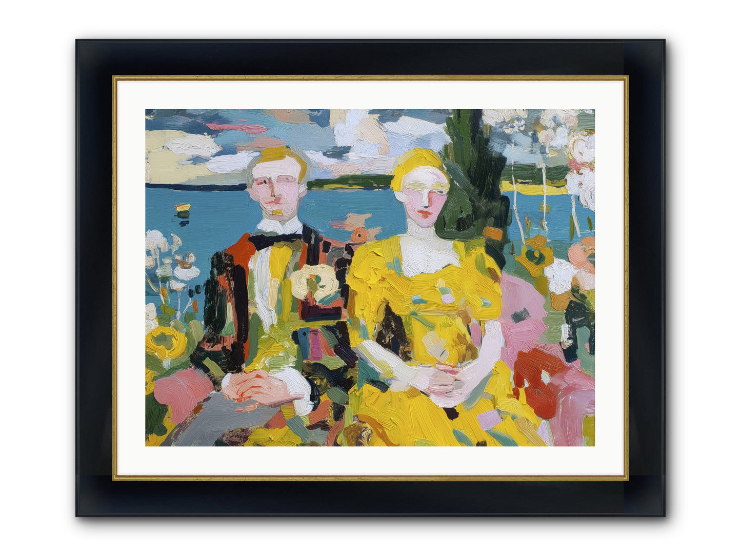 Timeless Together Framed Print - Wide Black w/Gold 32x24