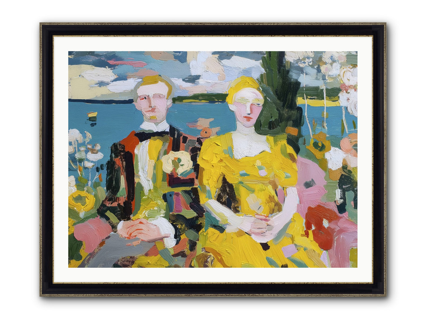 Timeless Together Framed Print - Black & Gold 40x30