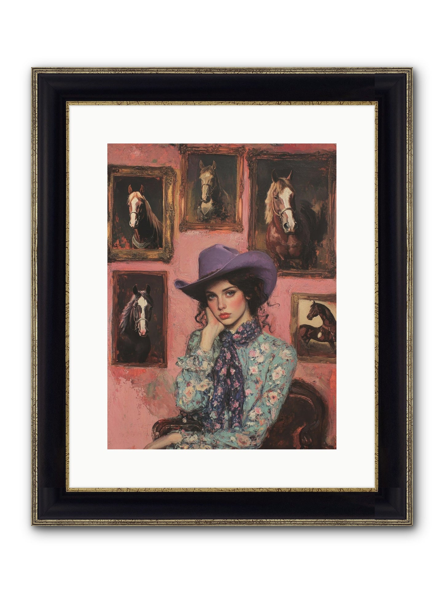 Trail Boss Tess Framed Print - Black & Gold 12x16