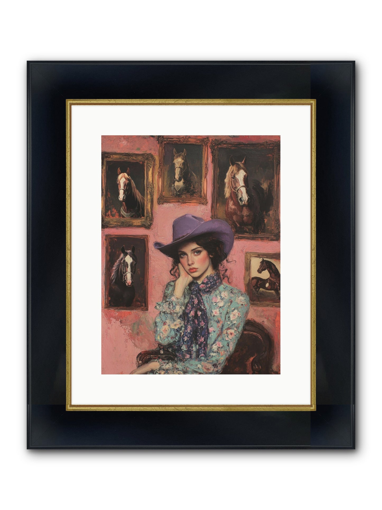 Trail Boss Tess Framed Print - Wide Black w/Gold 12x16