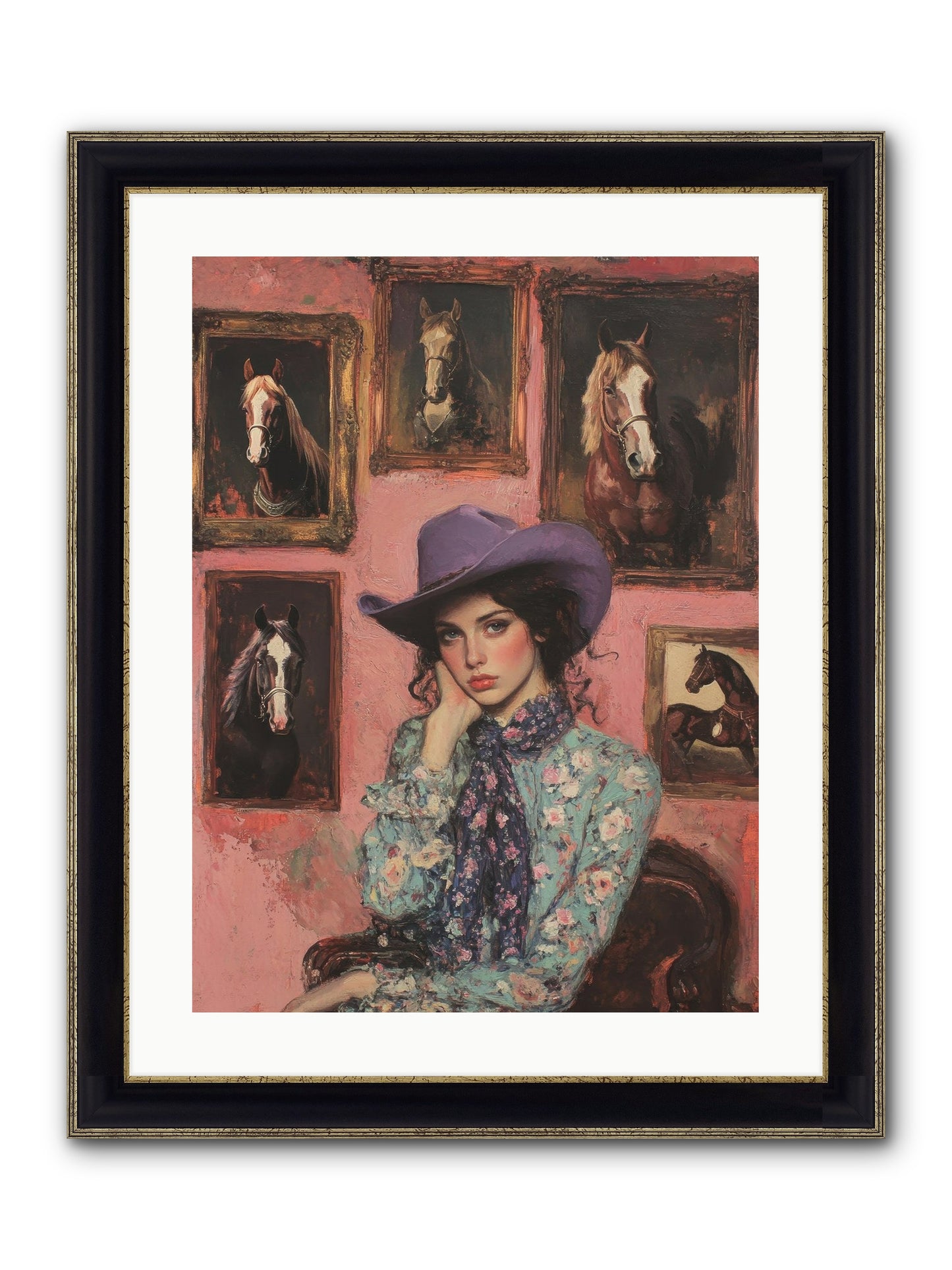 Trail Boss Tess Framed Print - Black & Gold 18x24