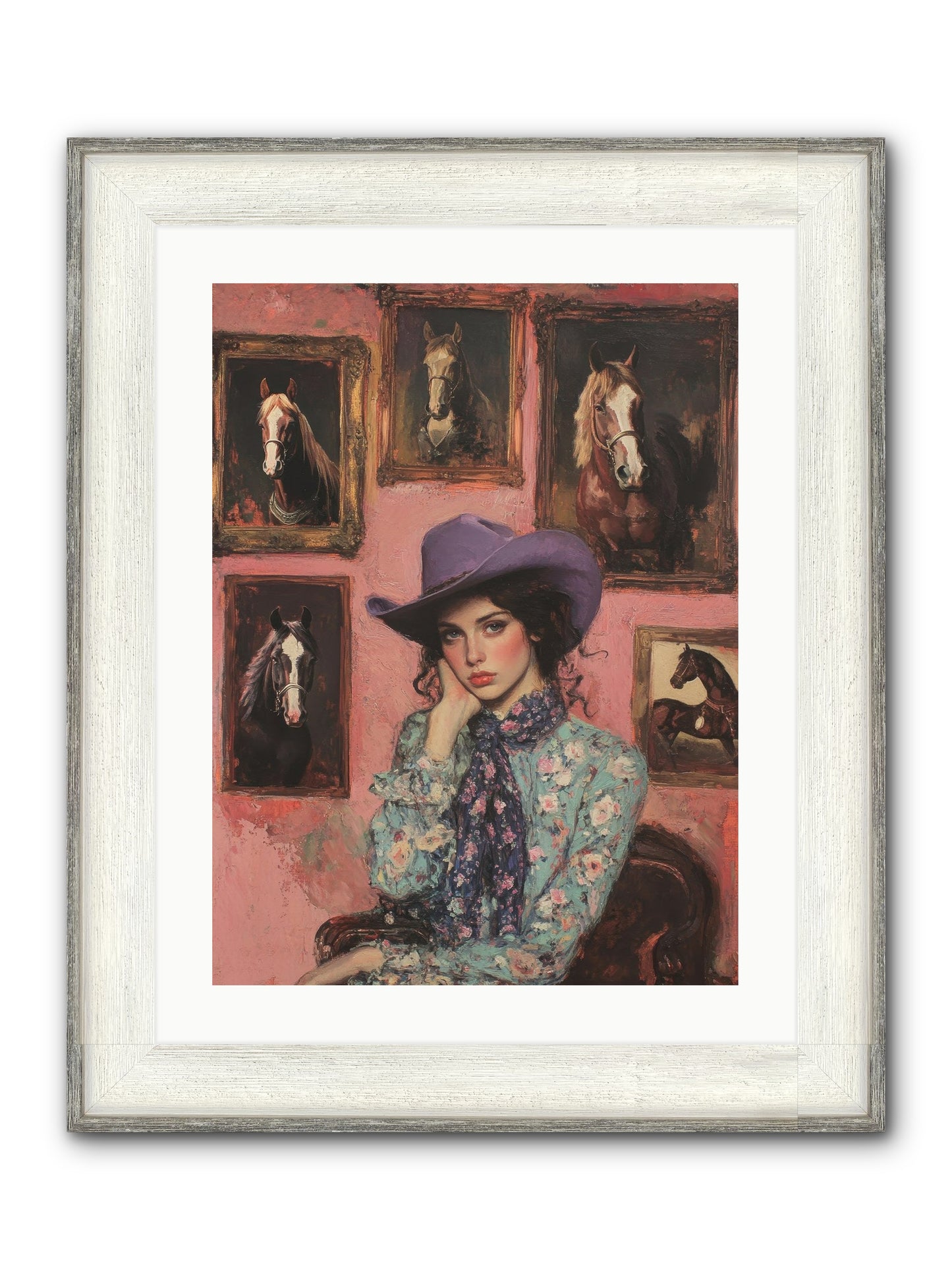 Trail Boss Tess Framed Print - Driftwood White 18x24