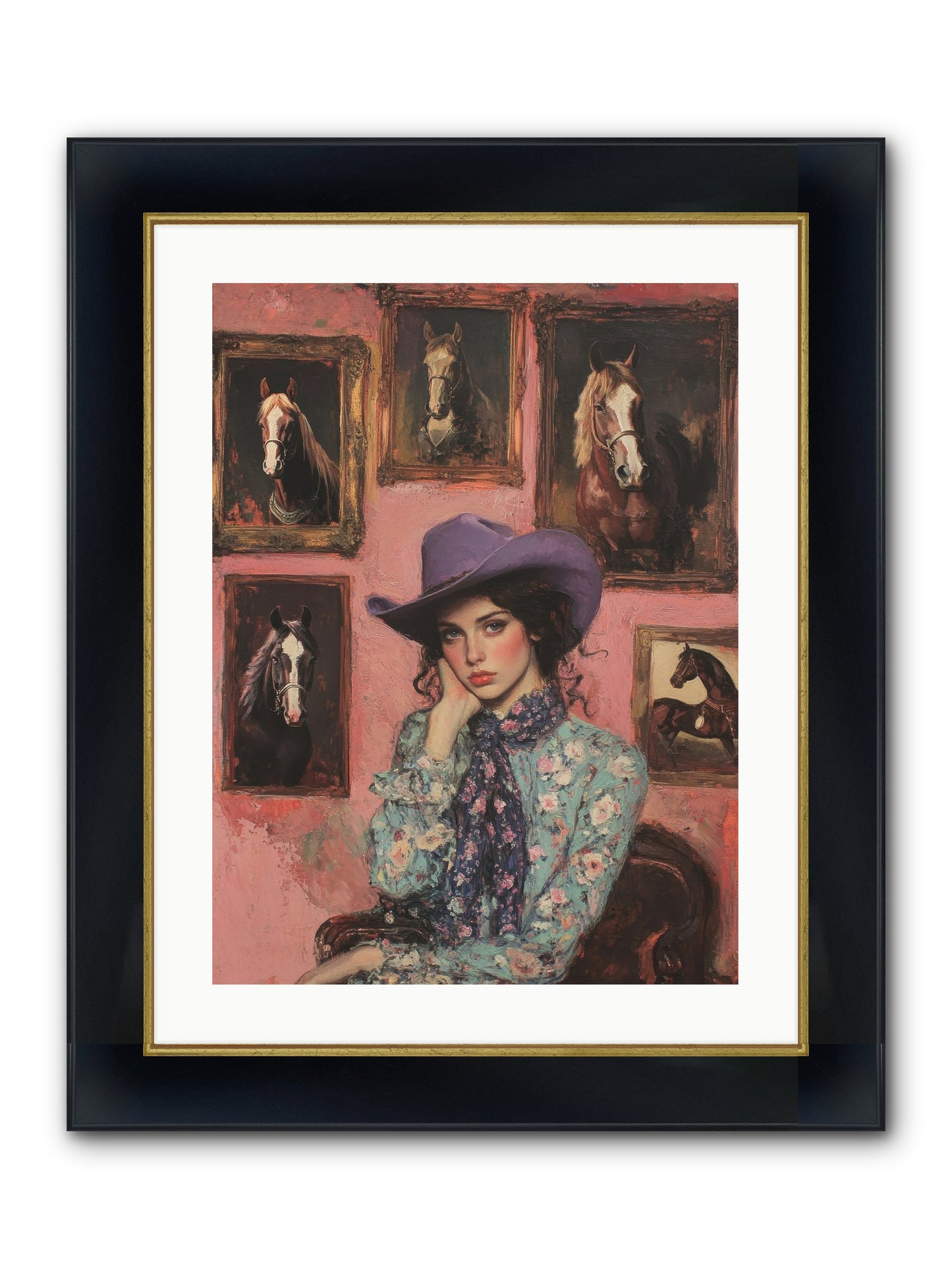 Trail Boss Tess Framed Print - Wide Black w/Gold 18x24
