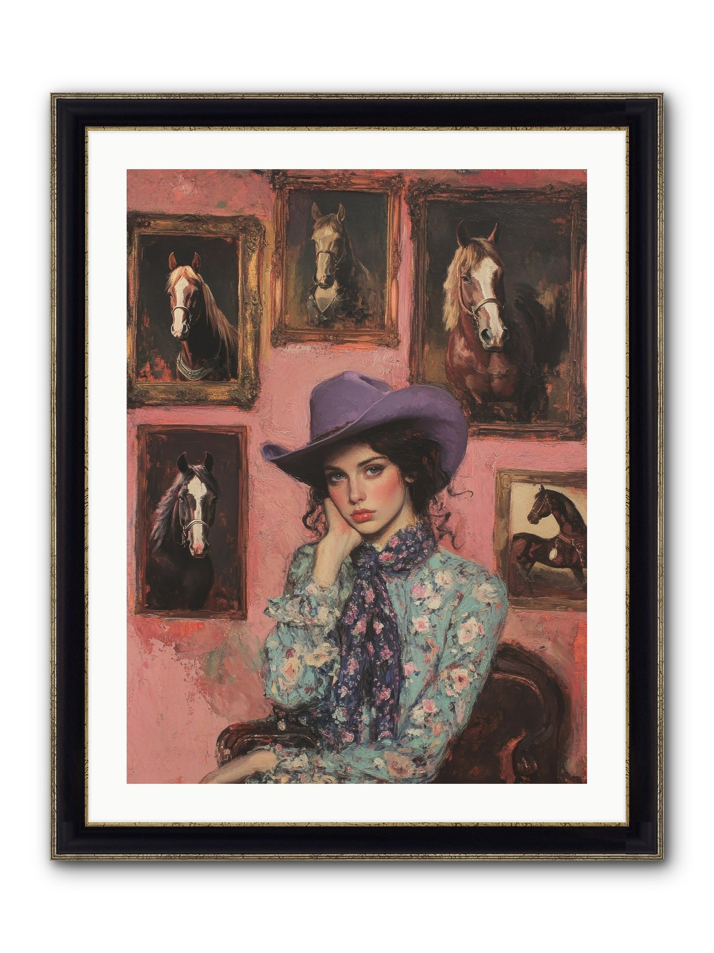 Trail Boss Tess Framed Print - Black & Gold 24x32