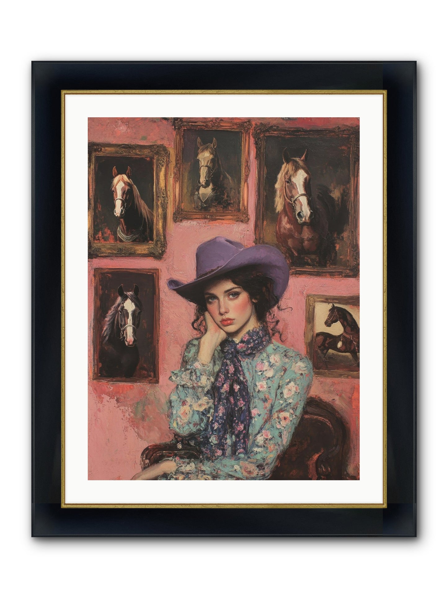 Trail Boss Tess Framed Print - Wide Black w/Gold 24x32