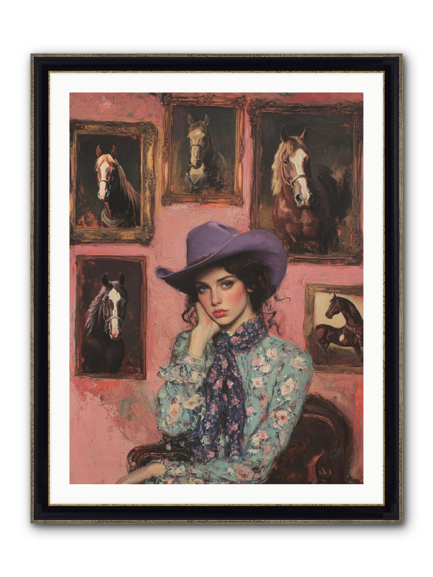 Trail Boss Tess Framed Print - Black & Gold 30x40