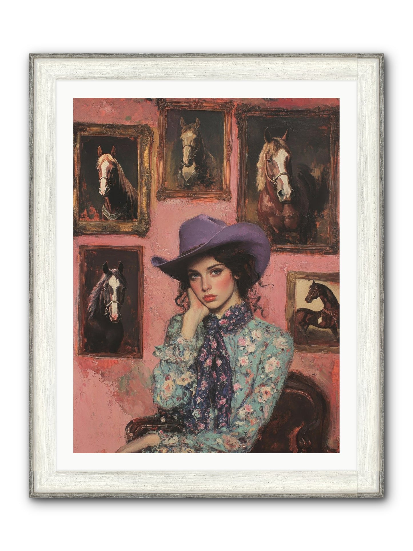 Trail Boss Tess Framed Print - Driftwood White 30x40