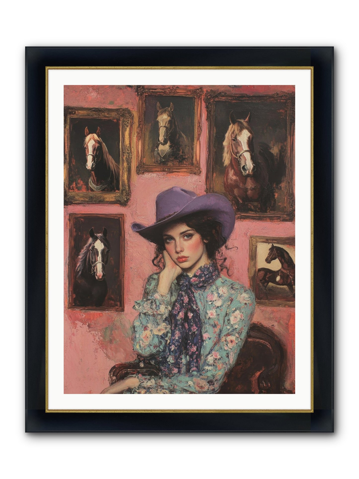 Trail Boss Tess Framed Print - Wide Black w/Gold 30x40