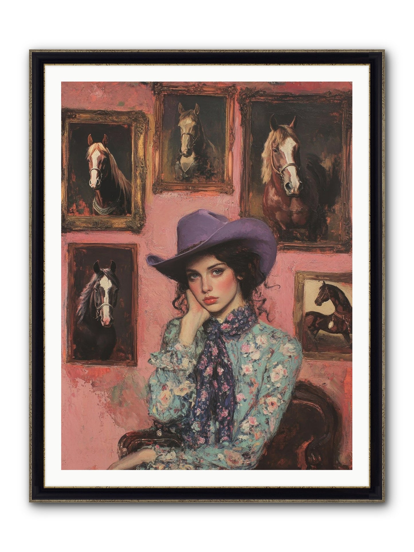 Trail Boss Tess Framed Print - Black & Gold 36x48