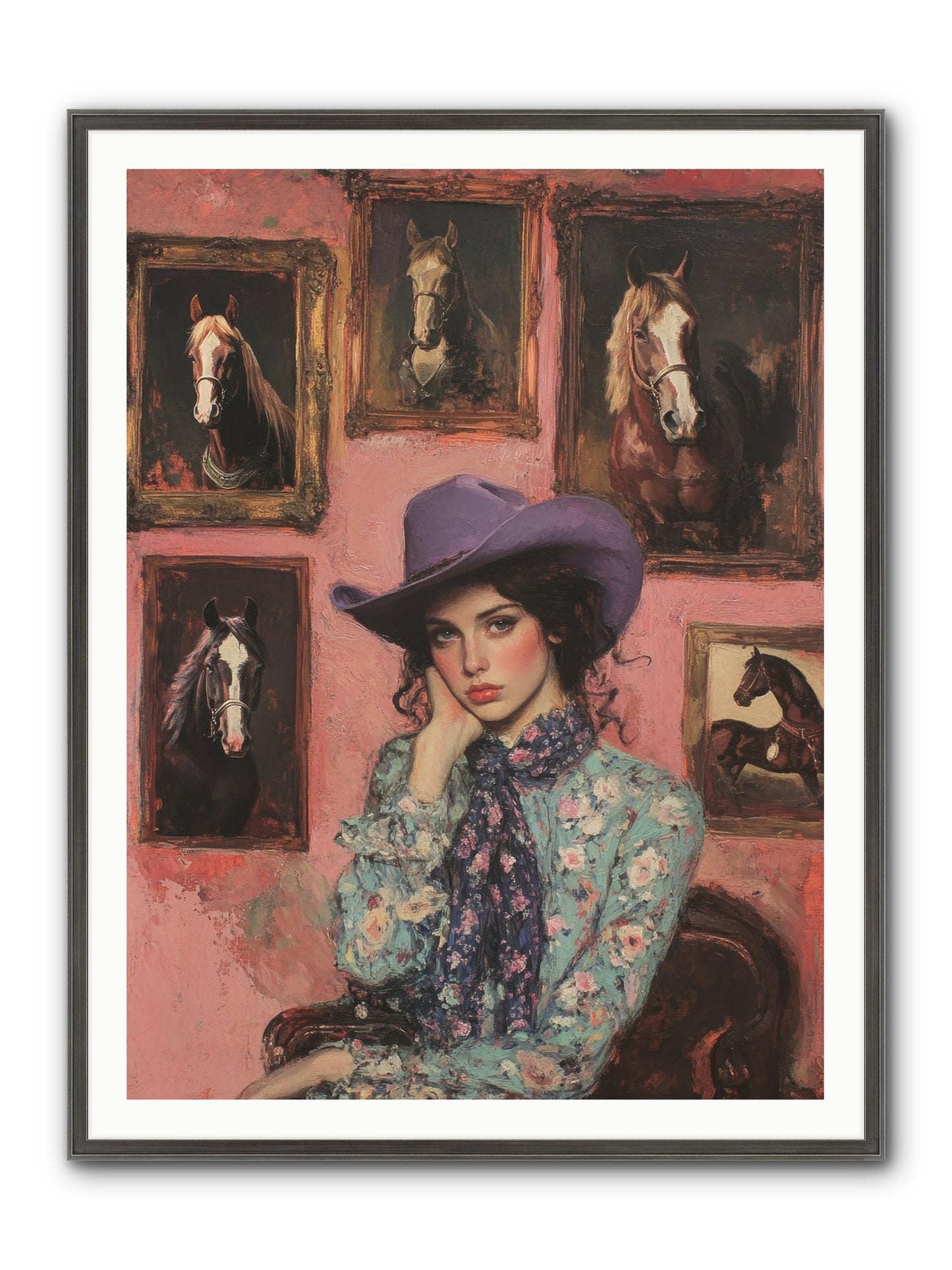 Trail Boss Tess Framed Print - Slimwoods Black/Silver 36x48