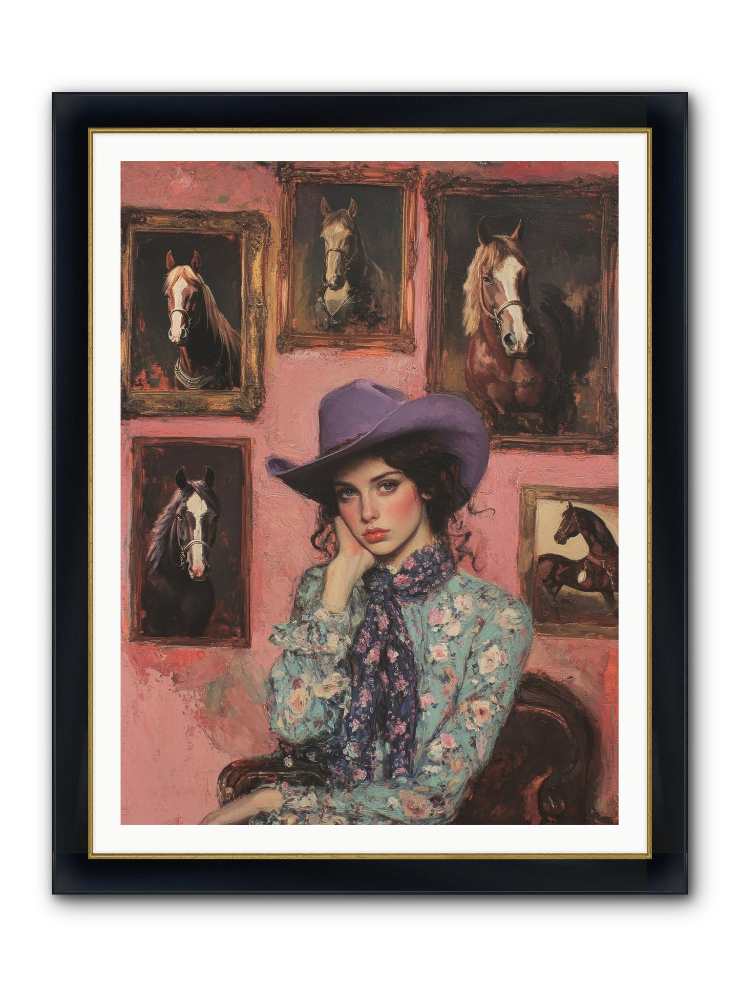 Trail Boss Tess Framed Print - Wide Black w/Gold 36x48