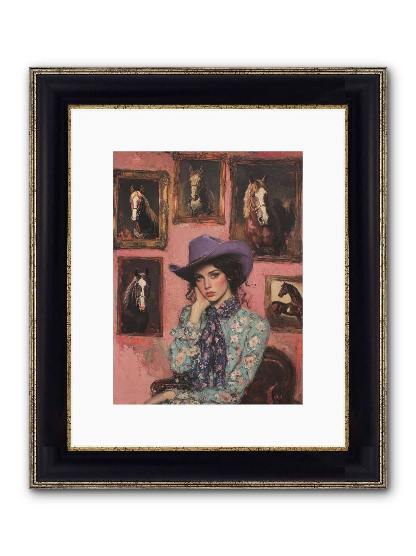 Trail Boss Tess Framed Print - Black & Gold 9x12