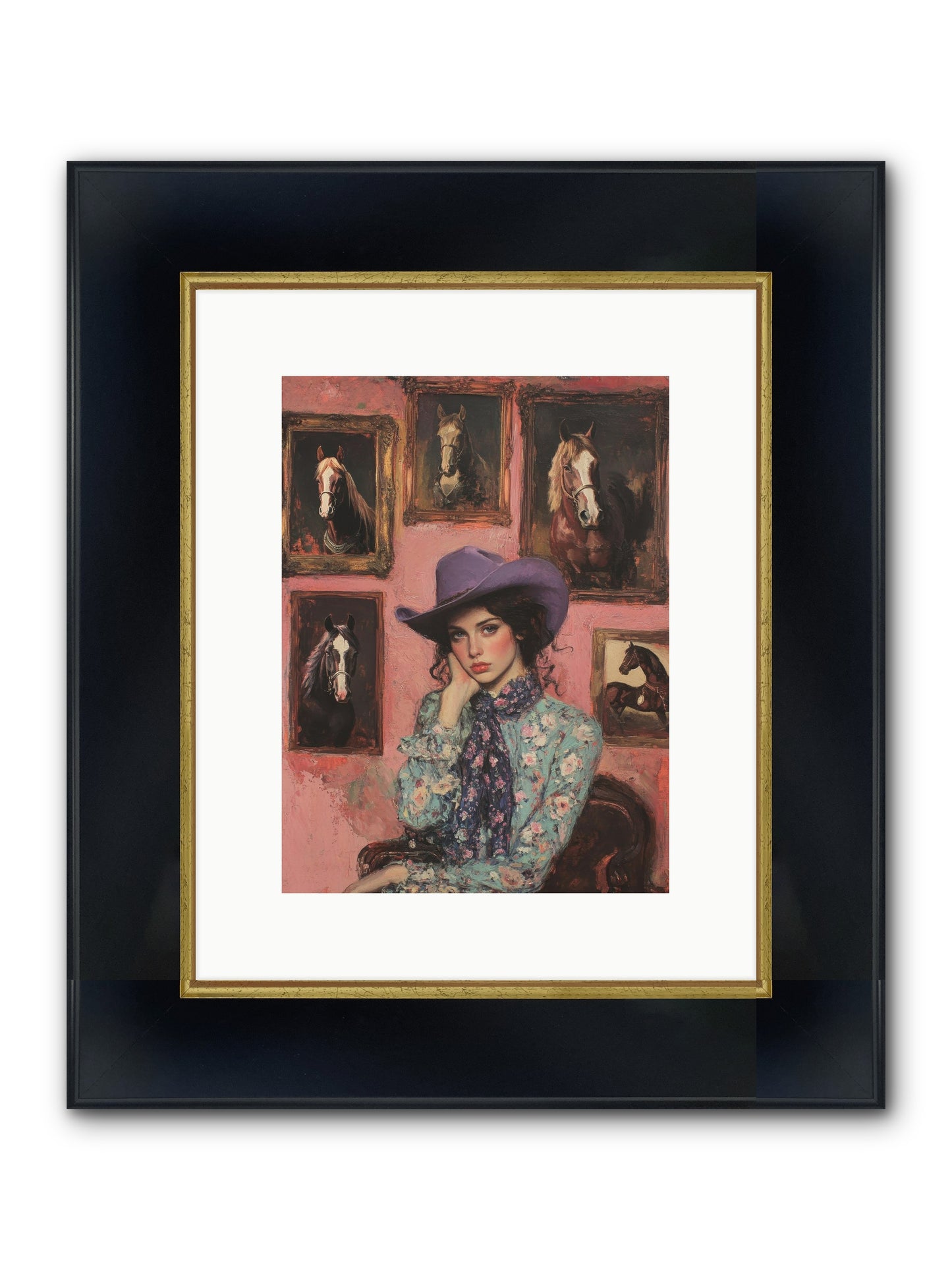 Trail Boss Tess Framed Print - Wide Black w/Gold 9x12
