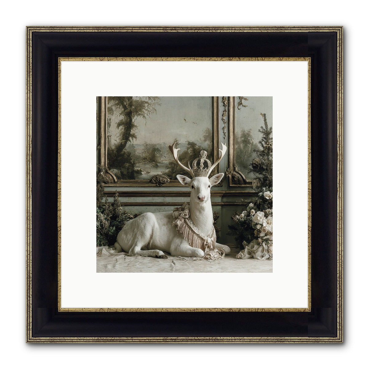 Tranquil In Tinsel & Frost Framed Print - Black & Gold 10x10