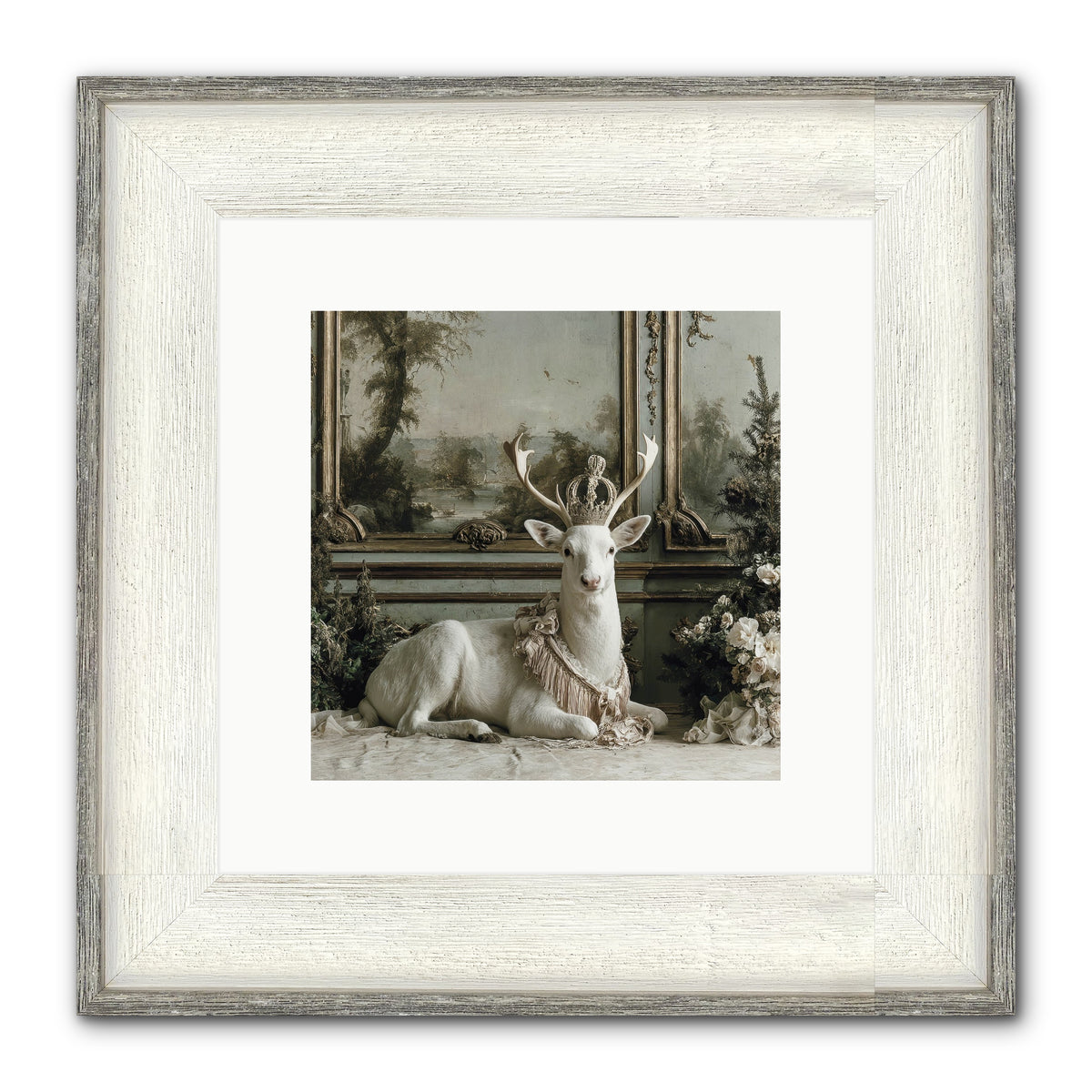Tranquil In Tinsel & Frost Framed Print - Driftwood White 10x10