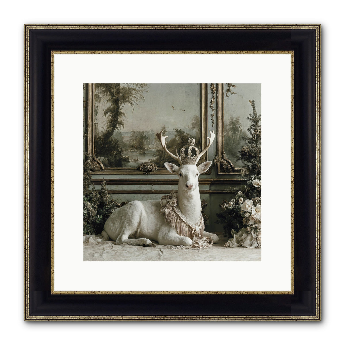 Tranquil In Tinsel & Frost Framed Print - Black & Gold 12x12