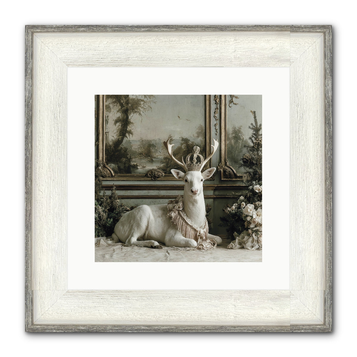 Tranquil In Tinsel & Frost Framed Print - Driftwood White 12x12