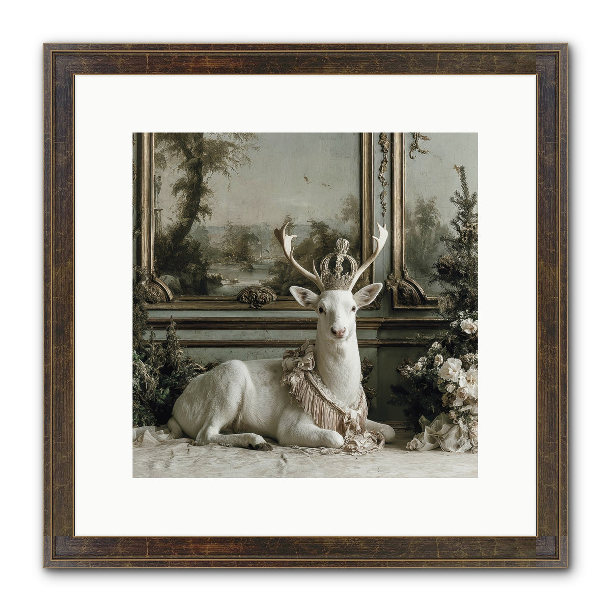 Tranquil In Tinsel & Frost Framed Print - Slimwoods Black/Gold 12x12