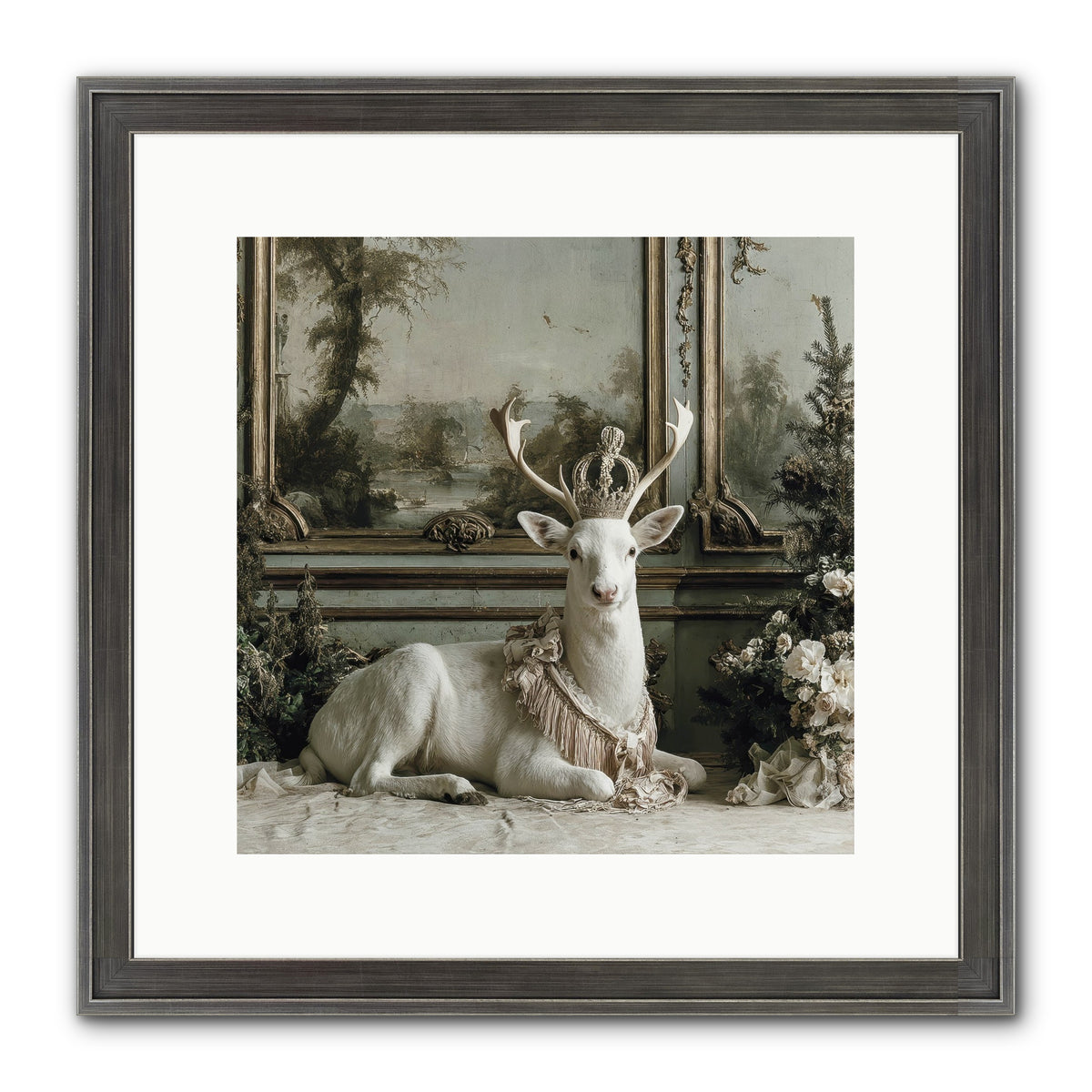 Tranquil In Tinsel & Frost Framed Print - Slimwoods Black/Silver 12x12