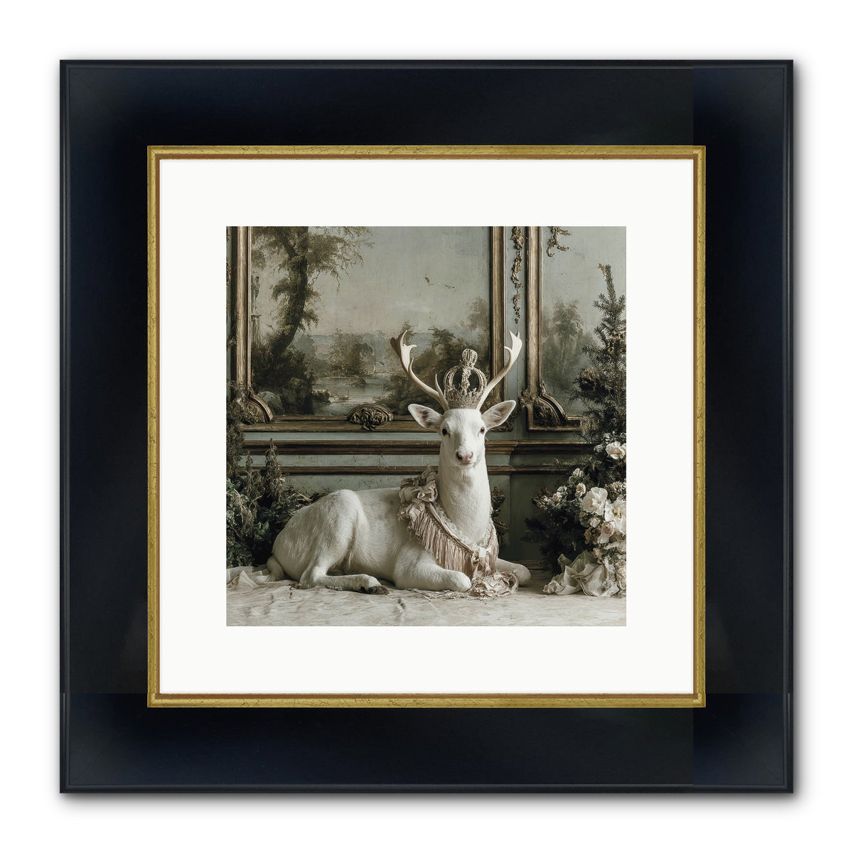 Tranquil In Tinsel & Frost Framed Print - Wide Black w/Gold 12x12