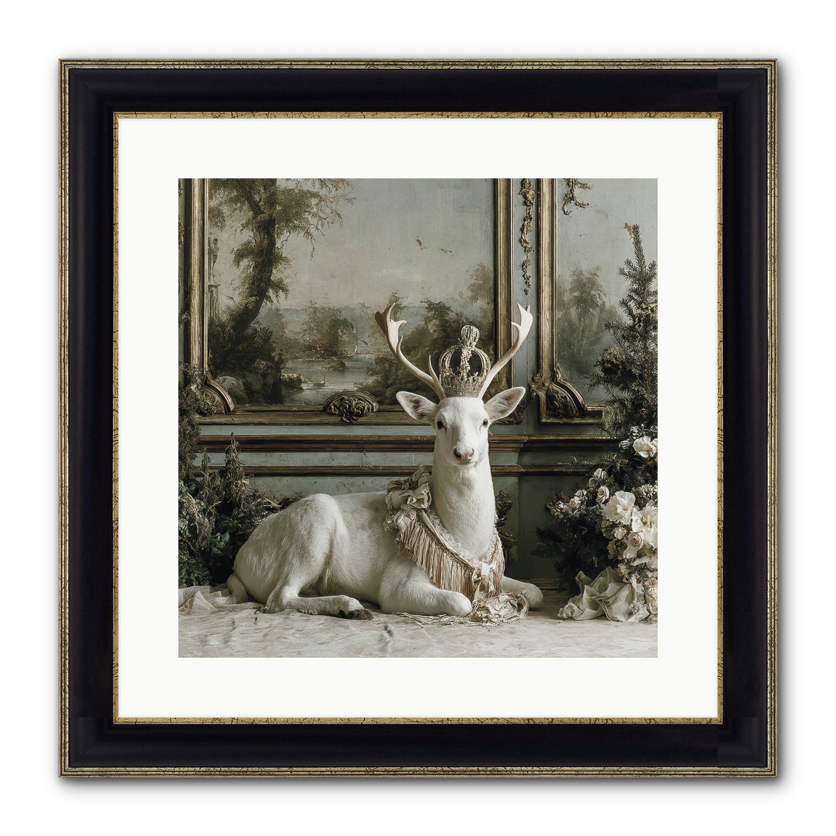Tranquil In Tinsel & Frost Framed Print - Black & Gold 16x16