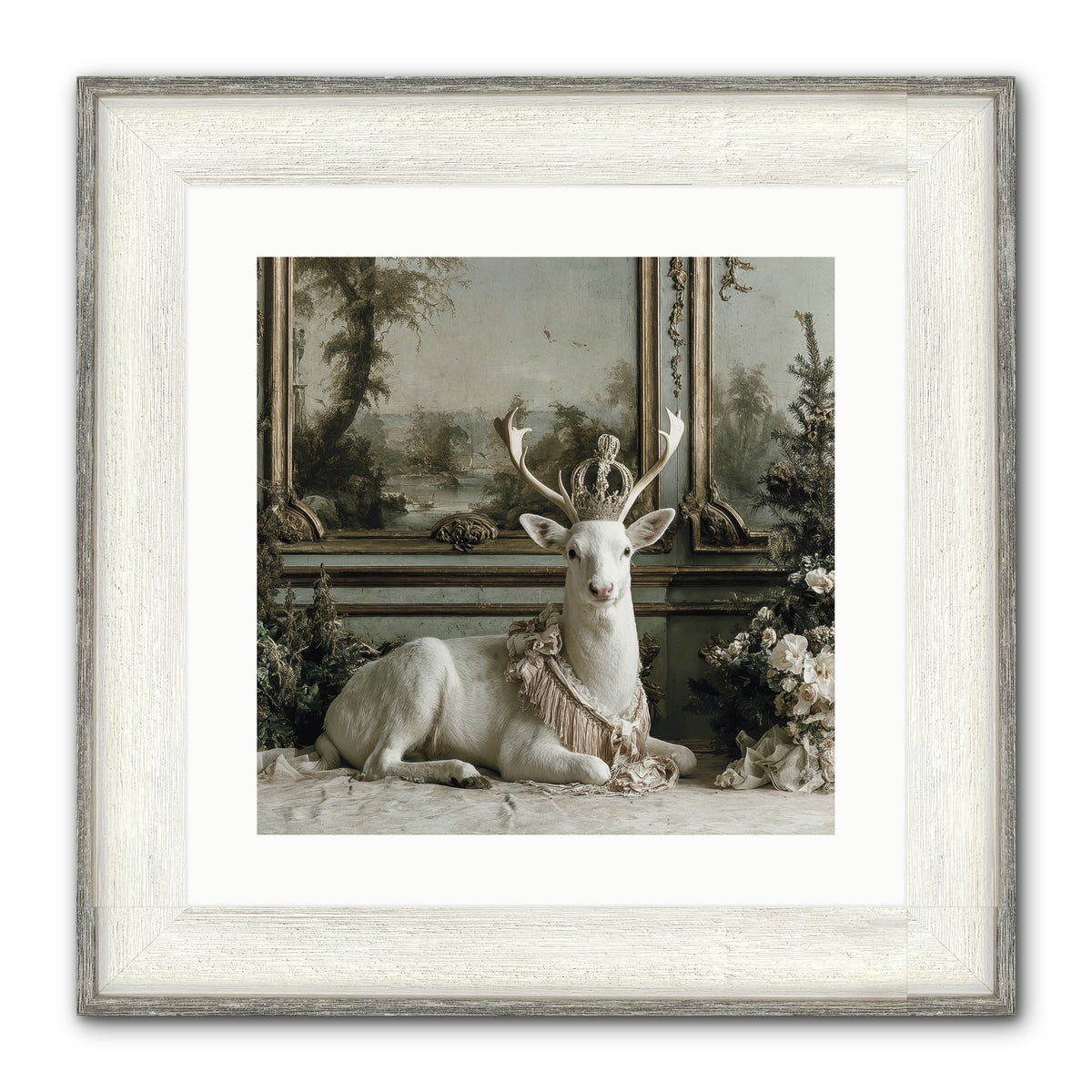 Tranquil In Tinsel & Frost Framed Print - Driftwood White 16x16