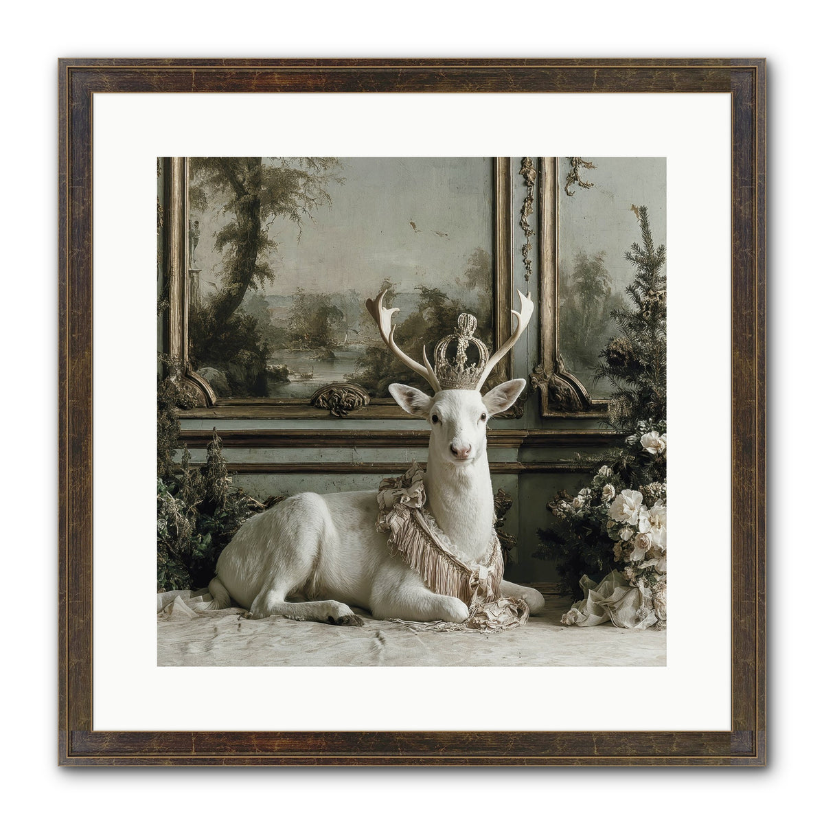 Tranquil In Tinsel & Frost Framed Print - Slimwoods Black/Gold 16x16