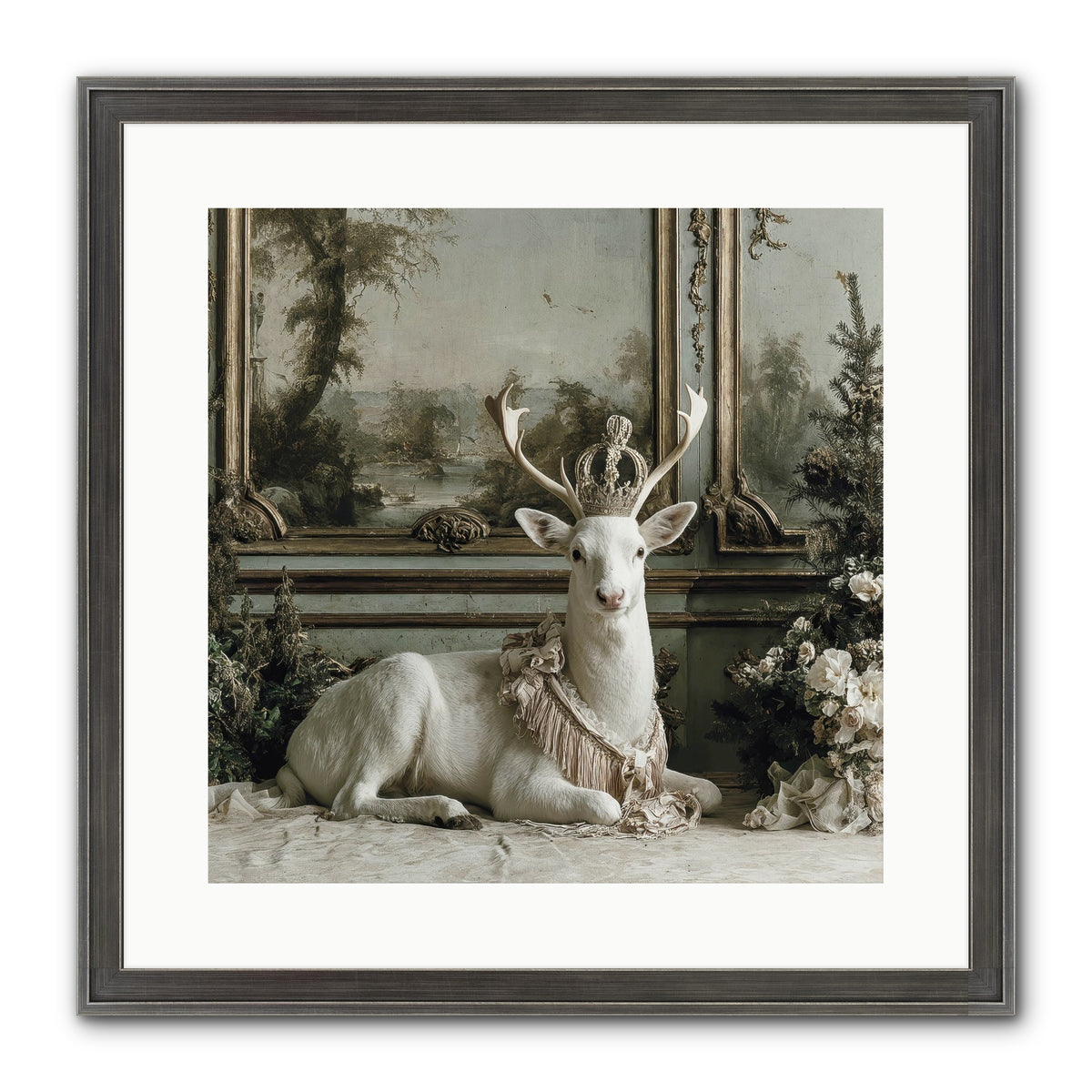 Tranquil In Tinsel & Frost Framed Print - Slimwoods Black/Silver 16x16