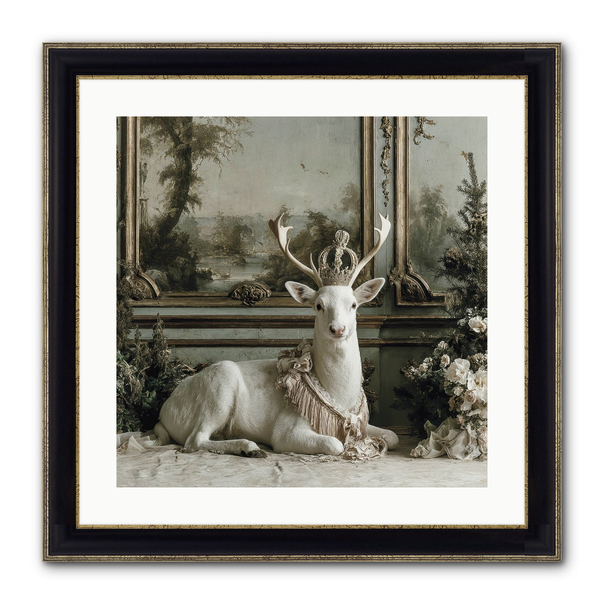 Tranquil In Tinsel & Frost Framed Print - Black & Gold 20x20